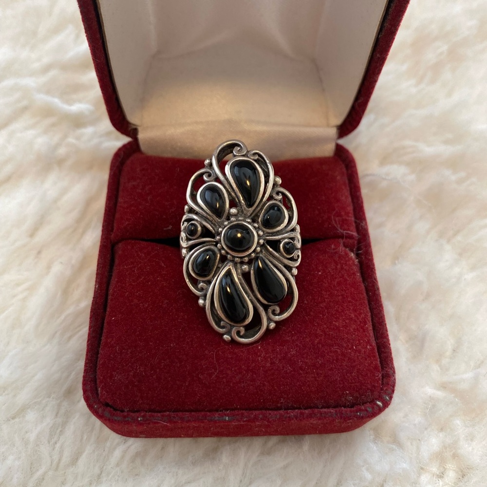 Onyx Sterling Silver Bohemian Statement Ring